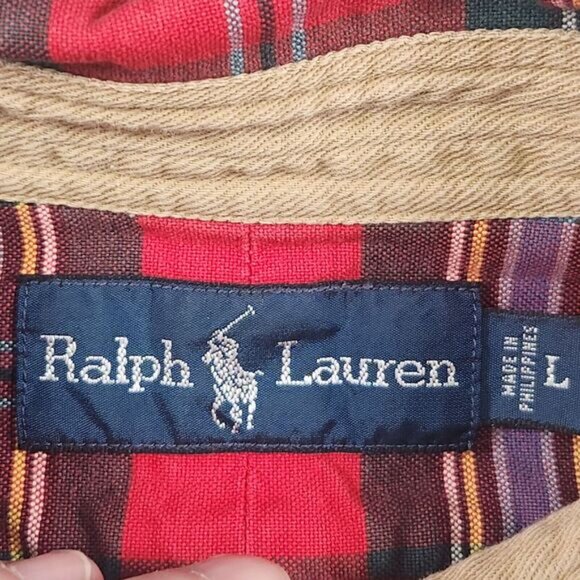 Ralph Lauren Shirt Mens‎ Large Plaid Preppy Career Button Pony Office Thick - Picture 4 of 9